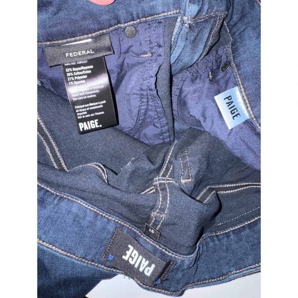 Paige Federal Slim Straight Leg Jeans‎ Dark Wash Blue Transcend Mens 31x31